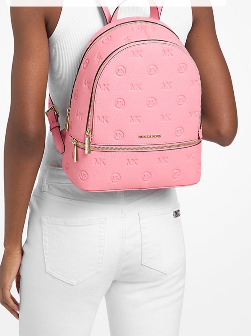Michael Kors Pink Logo Tote, Embossed Backpack & Trifold Wallet Set - Picture 11 of 14